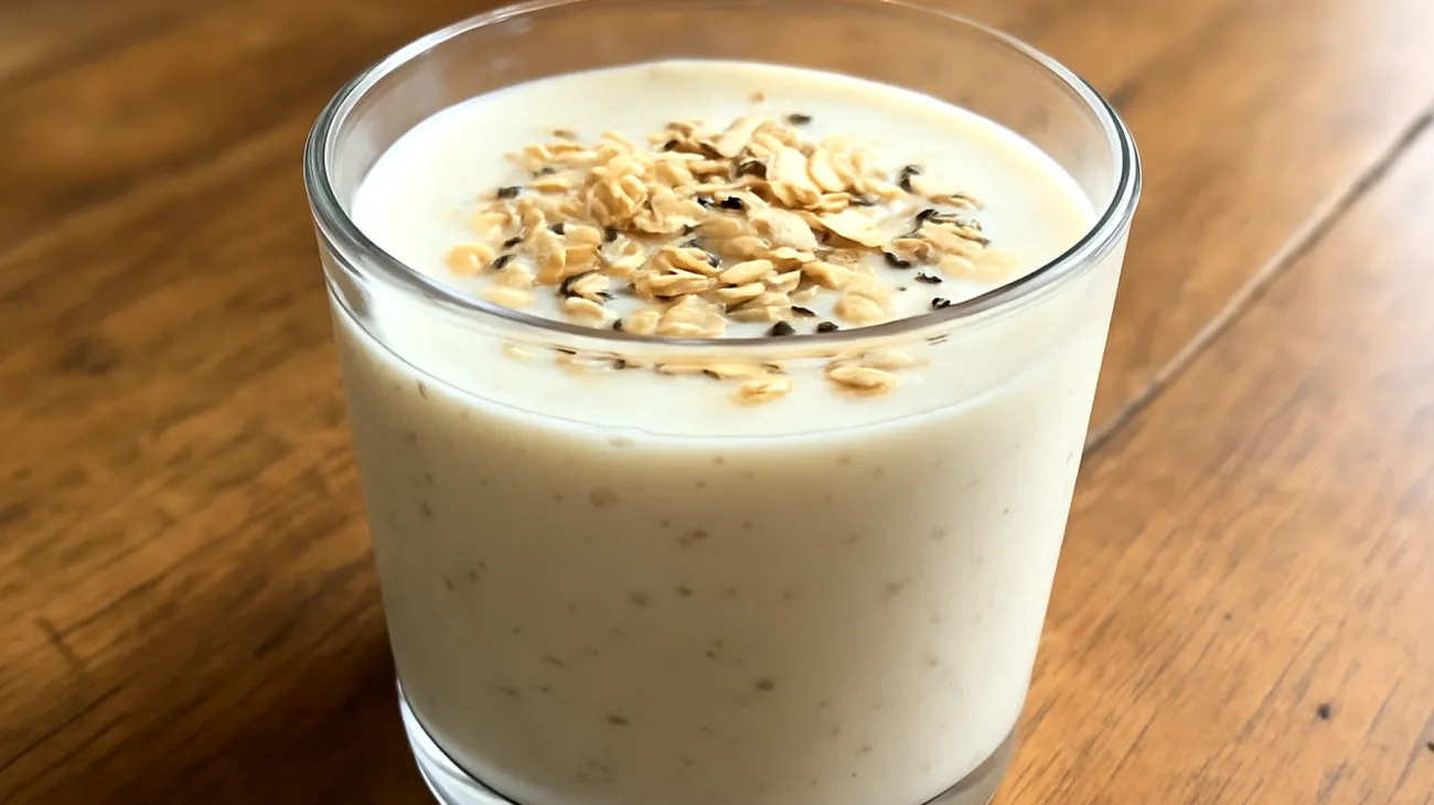 Kefir-Smoothie mit Flohsamenschalen und fermentierten Haferflocken"